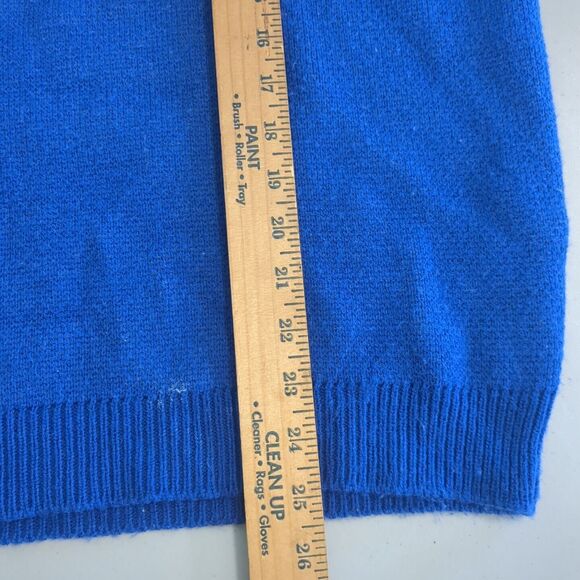 Japanese Style/ Kanji Writing Oversized Crewneck Bright Blue Knit Sweater medium - Picture 5 of 7